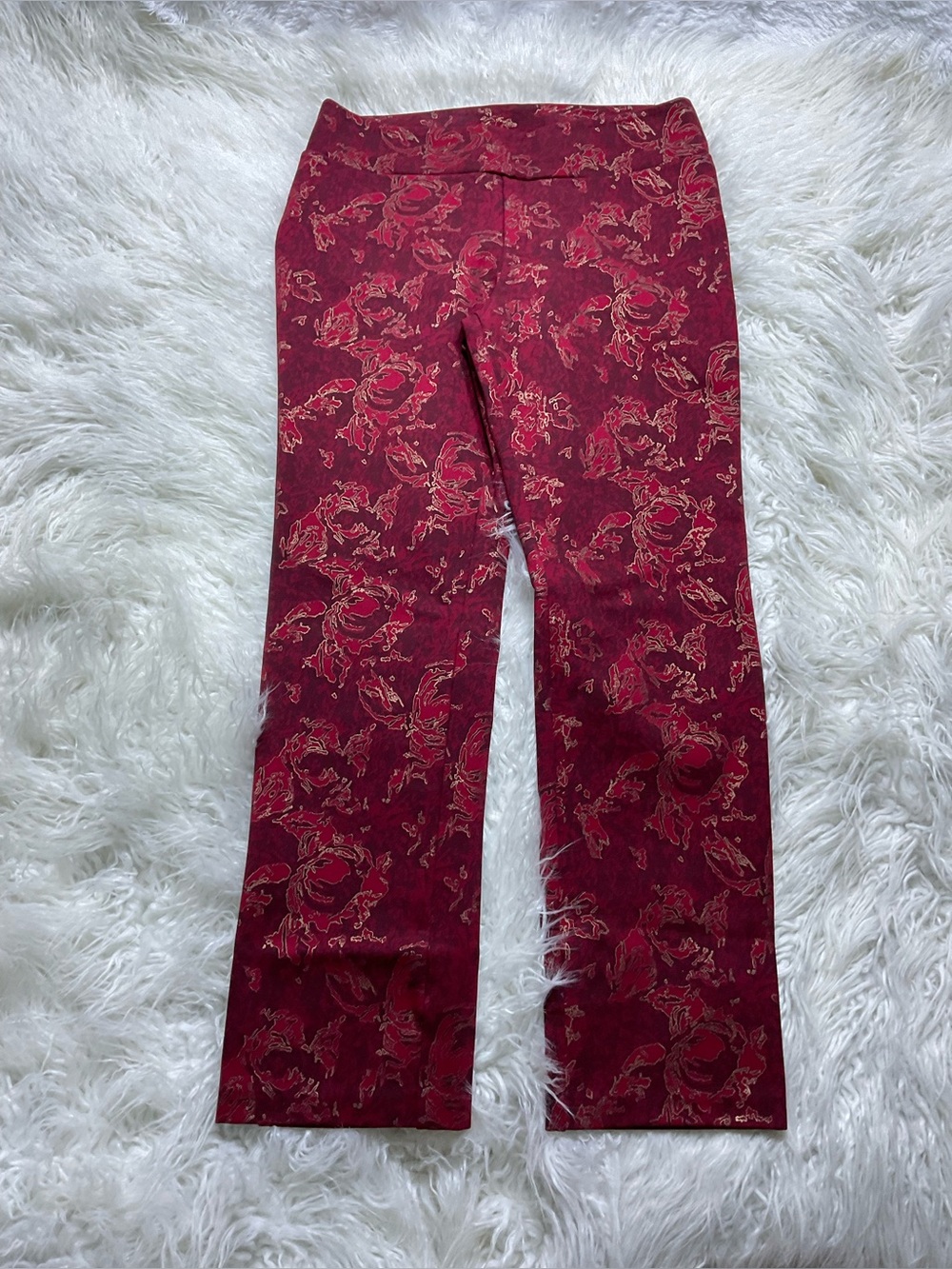 Soft Surroundings Floral Print Pull-On Ponte Pants Trousers